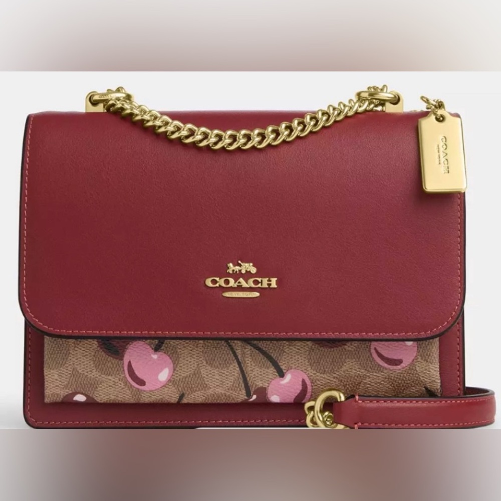 💯 Coach Klare Cherry Print Red Shoulder Bag